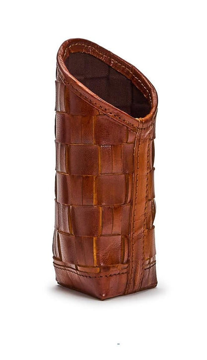 Chestnut Woven Genuine Leather Standing Eyeglass Holder (2 styles)