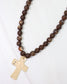 Bakersfield Beaded Cross Necklace Brown: Default