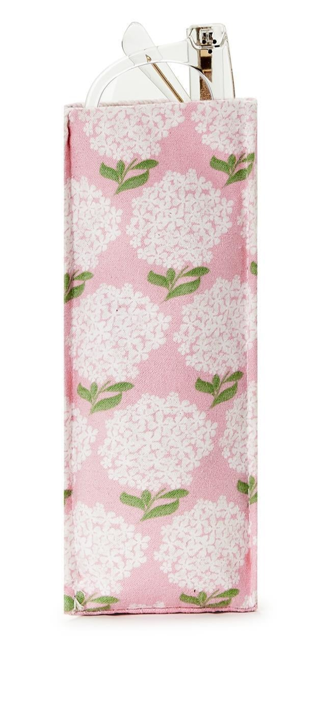 "Looking Good" Pink Hydrangea Print Standing Triangular weighted Eyeglass/Accessory Holder (2 styles)