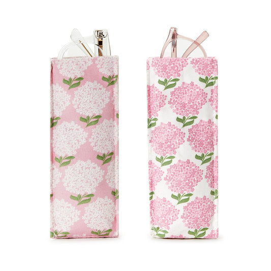 "Looking Good" Pink Hydrangea Print Standing Triangular weighted Eyeglass/Accessory Holder (2 styles)