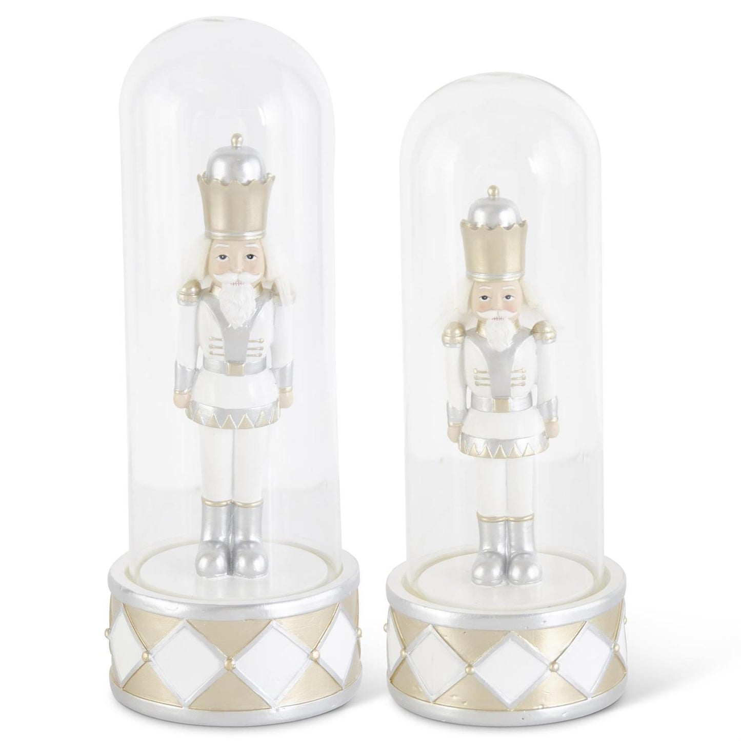 Silver & Gold Resin Soldiers Under Glass Domes (Set of 2)