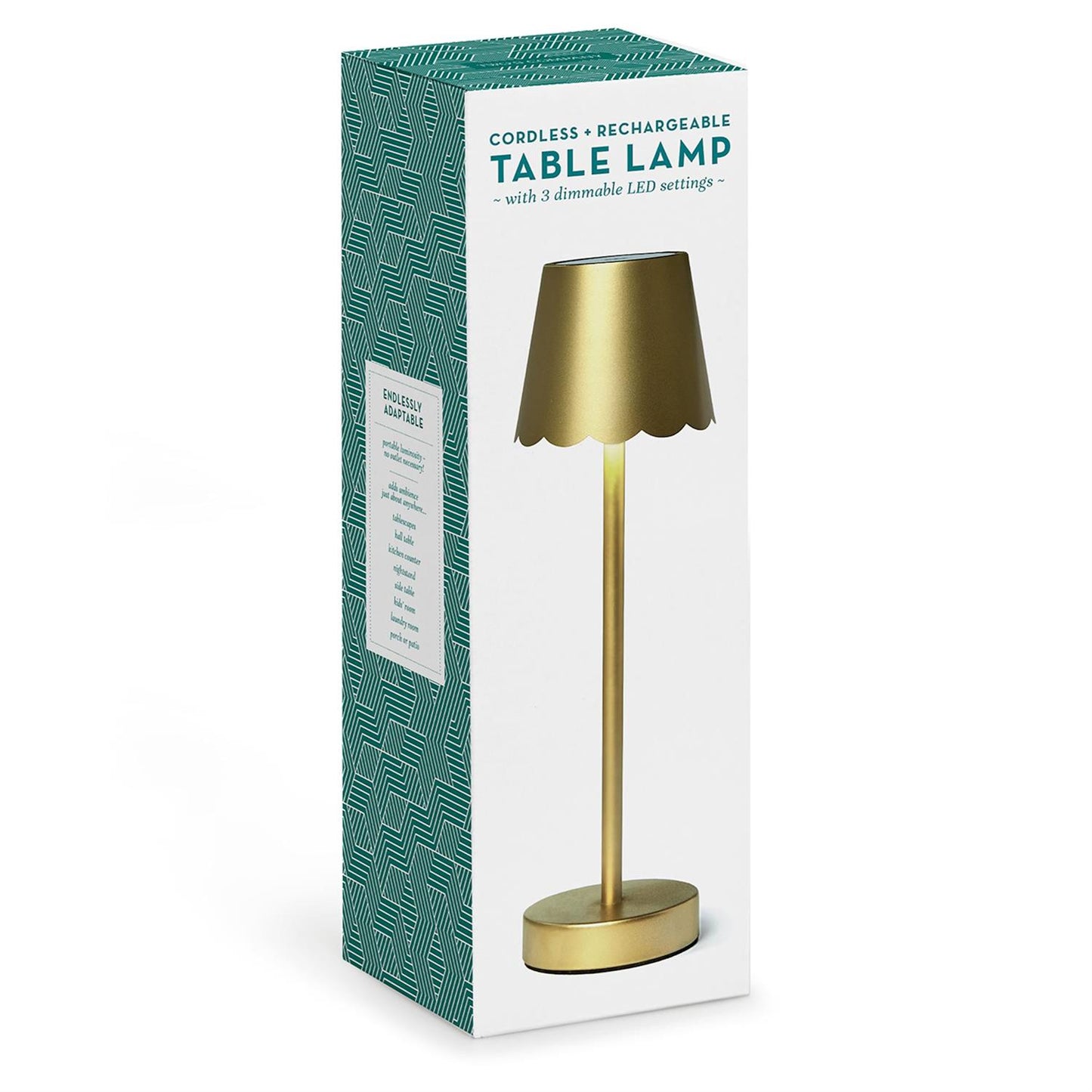 LED Cordless Table Lamp w/Scalloped Edge Shade in Gift Box