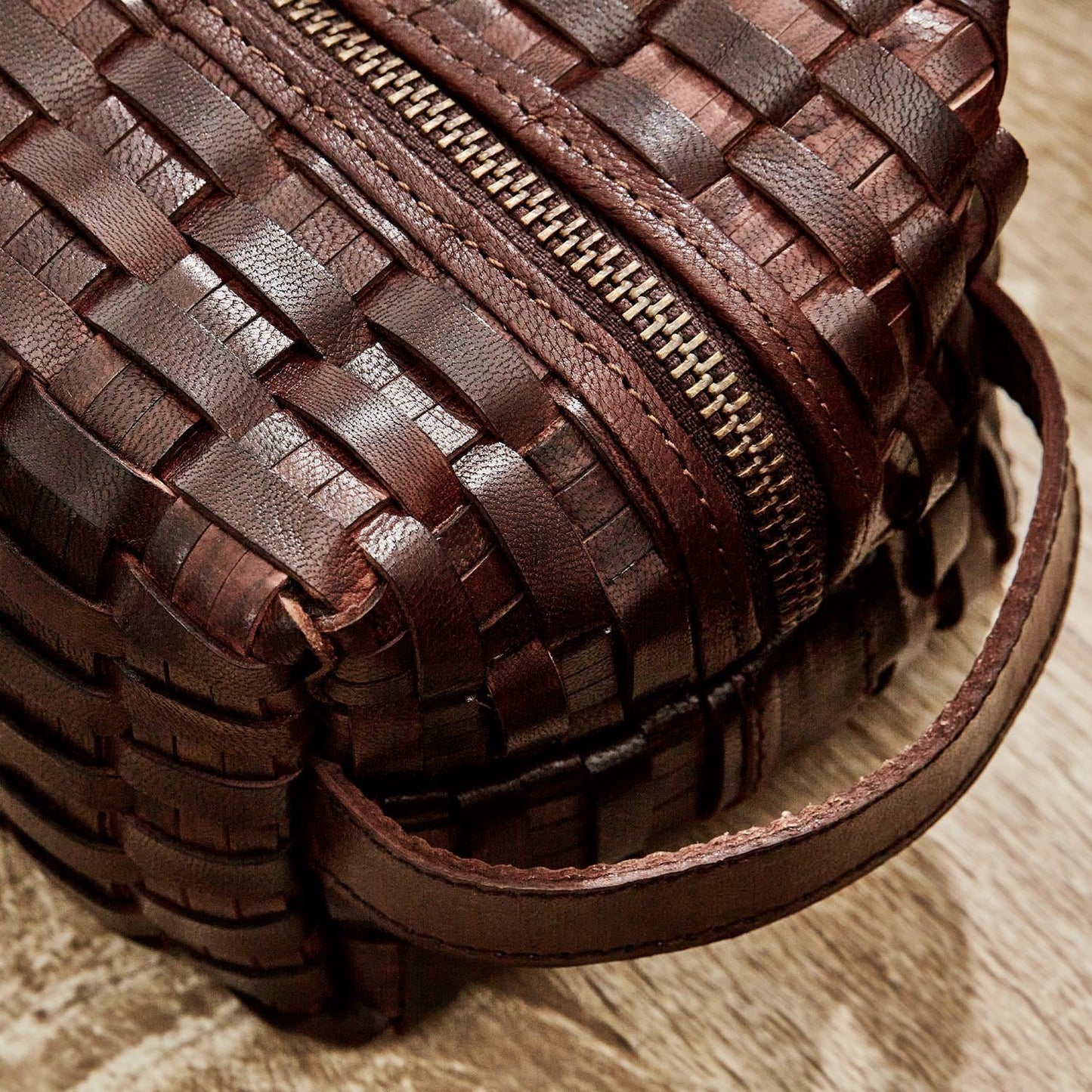 Chestnut Woven Leather Dopp Kit (2 Patterns)
