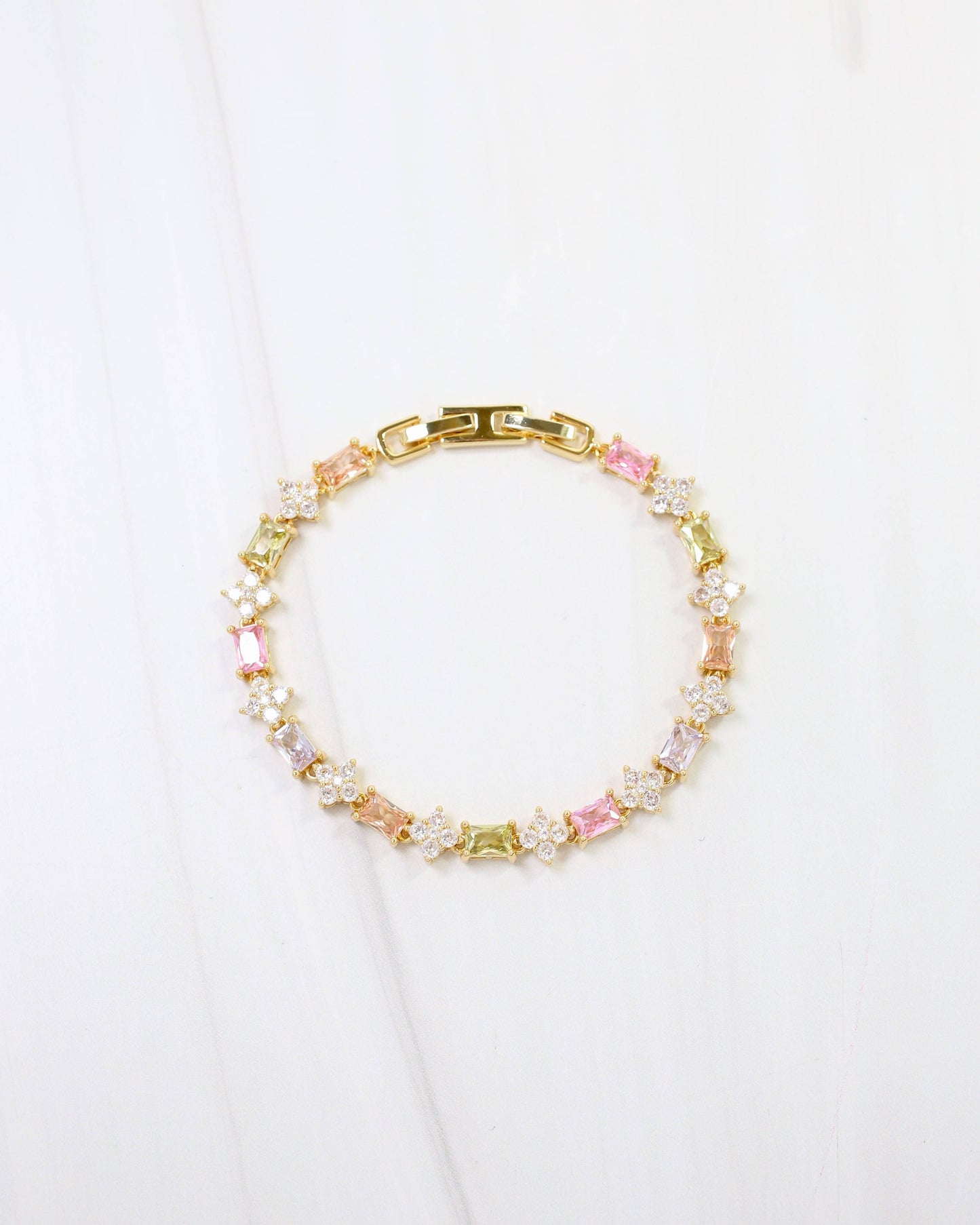 Belen Crystal and CZ Bracelet WR Gold