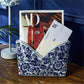 Chinoiserie Hand-Painted Blue and White Floral Letter Holder - Porcelain