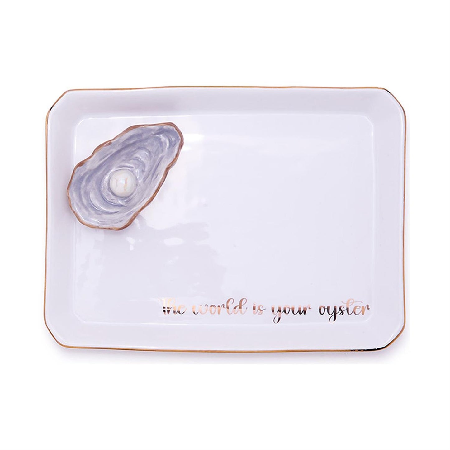 Oyster Iconic Eats Trinket/Desk Tray w/Saying in Gift Box
