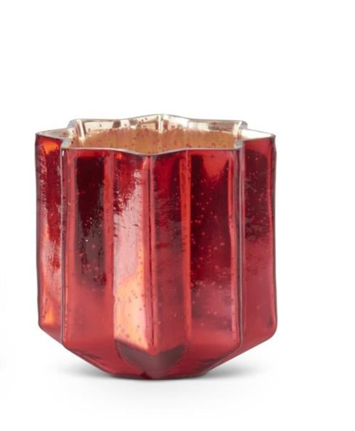 Speckled Red Mercury Glass Star Containers w/Gold Interior (3 Sizes)