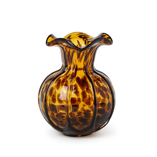 Ruffled Tortoise Print Vase (Color May Vary) Glass