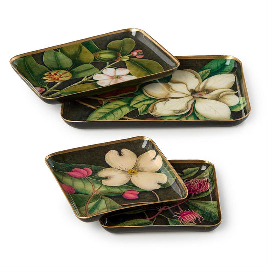 Vintage Floral Print Metal Trinket/Desk Trays (4 Styles & 3 Sizes)