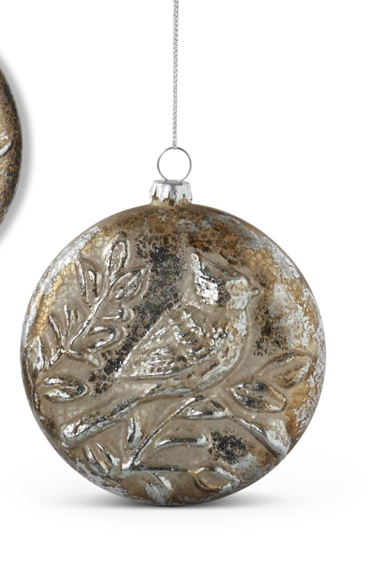 Silver Mercury Glass Embossed Ornaments (2 Styles)