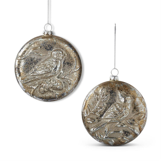 Silver Mercury Glass Embossed Ornaments (2 Styles)