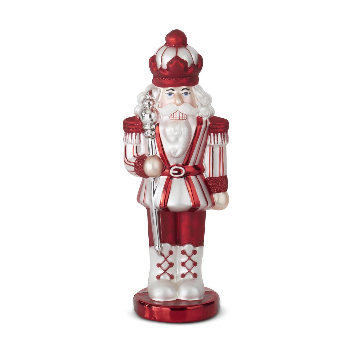 Red & White Blown Glass Soldier