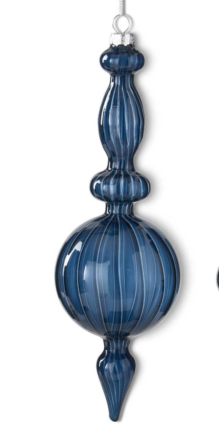 Dark Blue Finial Glass Ornament ( 2 Styles)