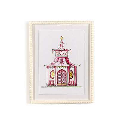 Pink Pagoda White Beaded Framed Wall Art (4 Styles)