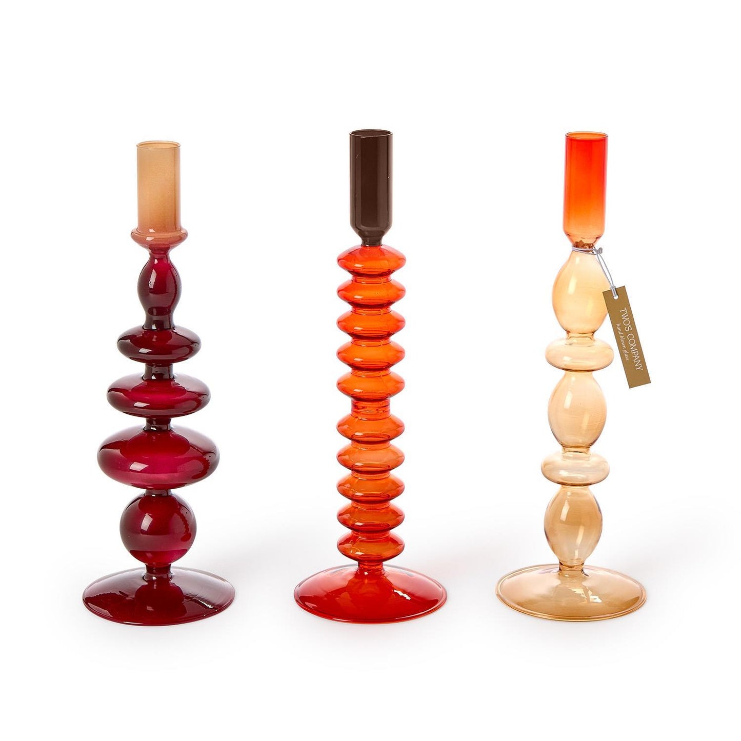 Glass Tapered Candleholders (3 Colors)