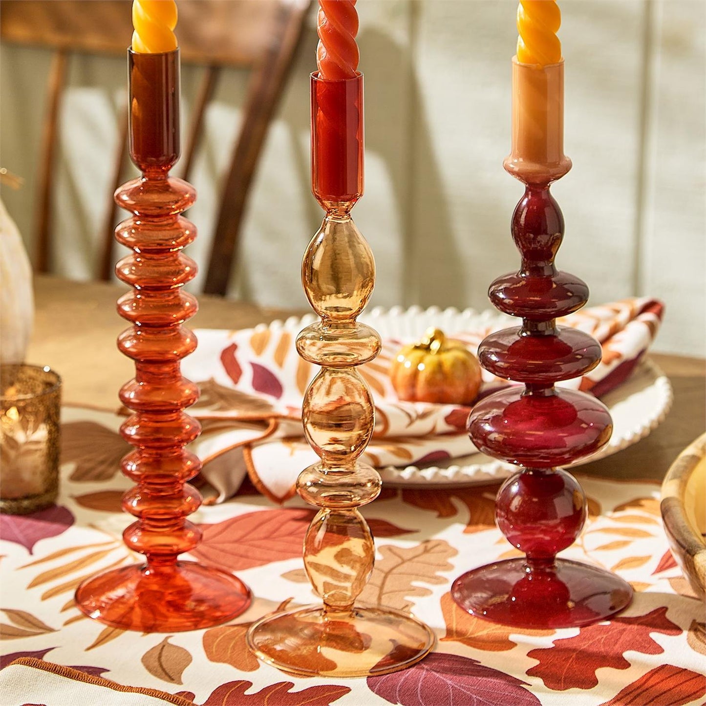Glass Tapered Candleholders (3 Colors)