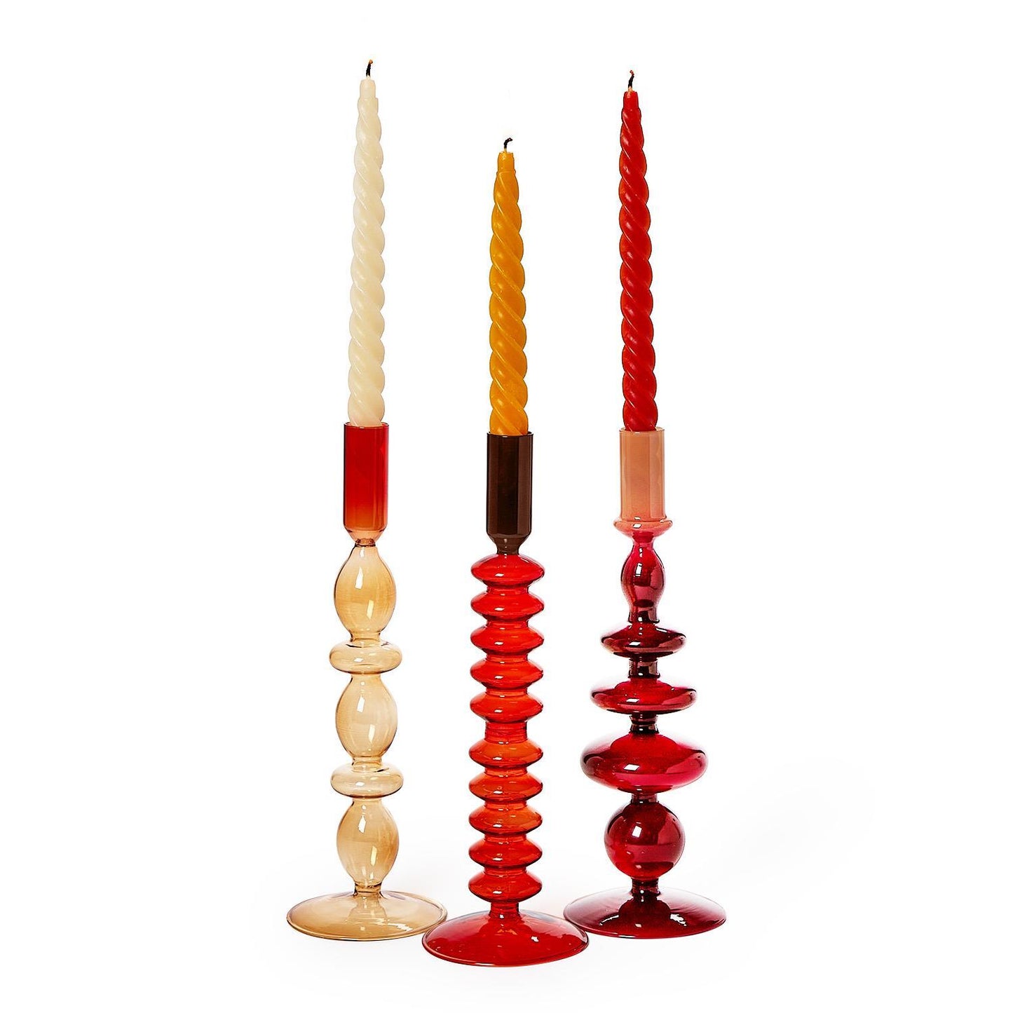Glass Tapered Candleholders (3 Colors)