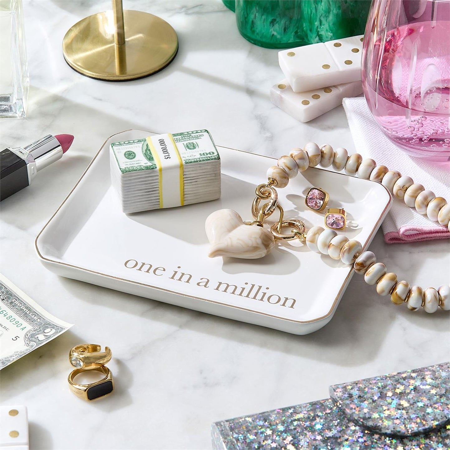 One in a Million Iconic Trinket/Desk Tray w/Saying in Gift Box