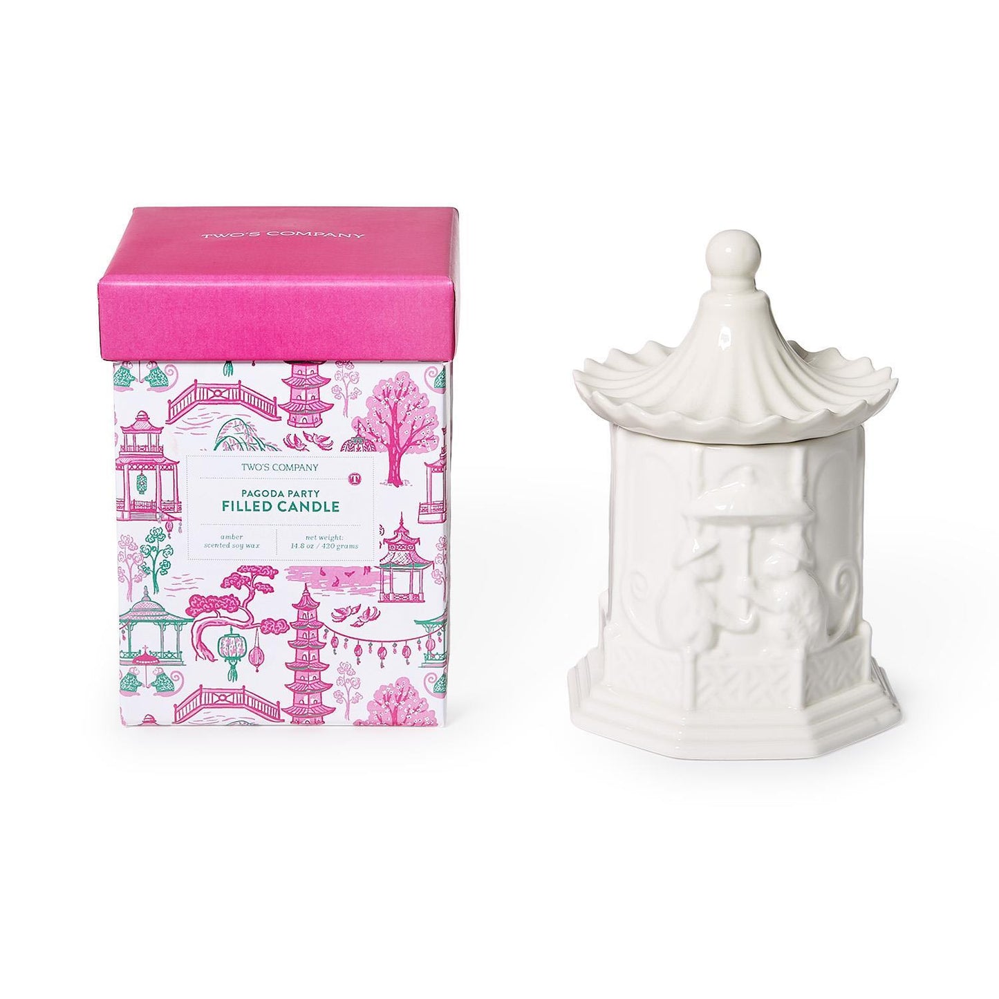 Pagoda Filled Candle w/Amber Scent in Gift Box