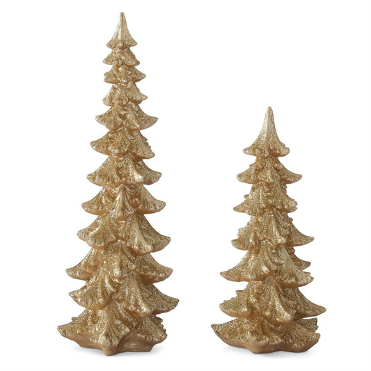 Gold Glittered Resin Christmas Trees (2 Sizes)