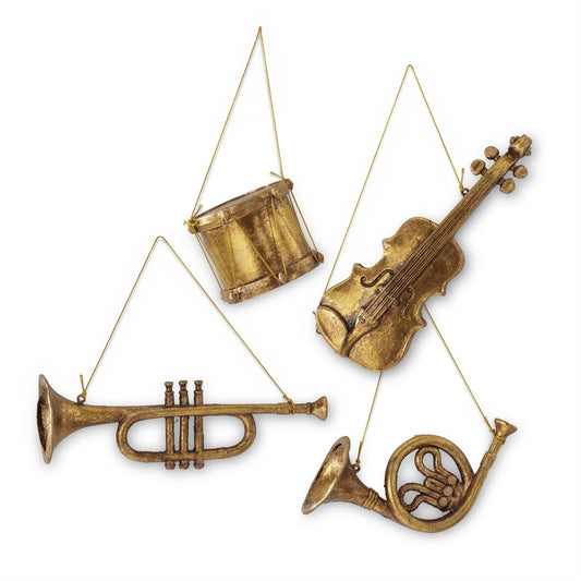Gold Resin Instrument Ornaments