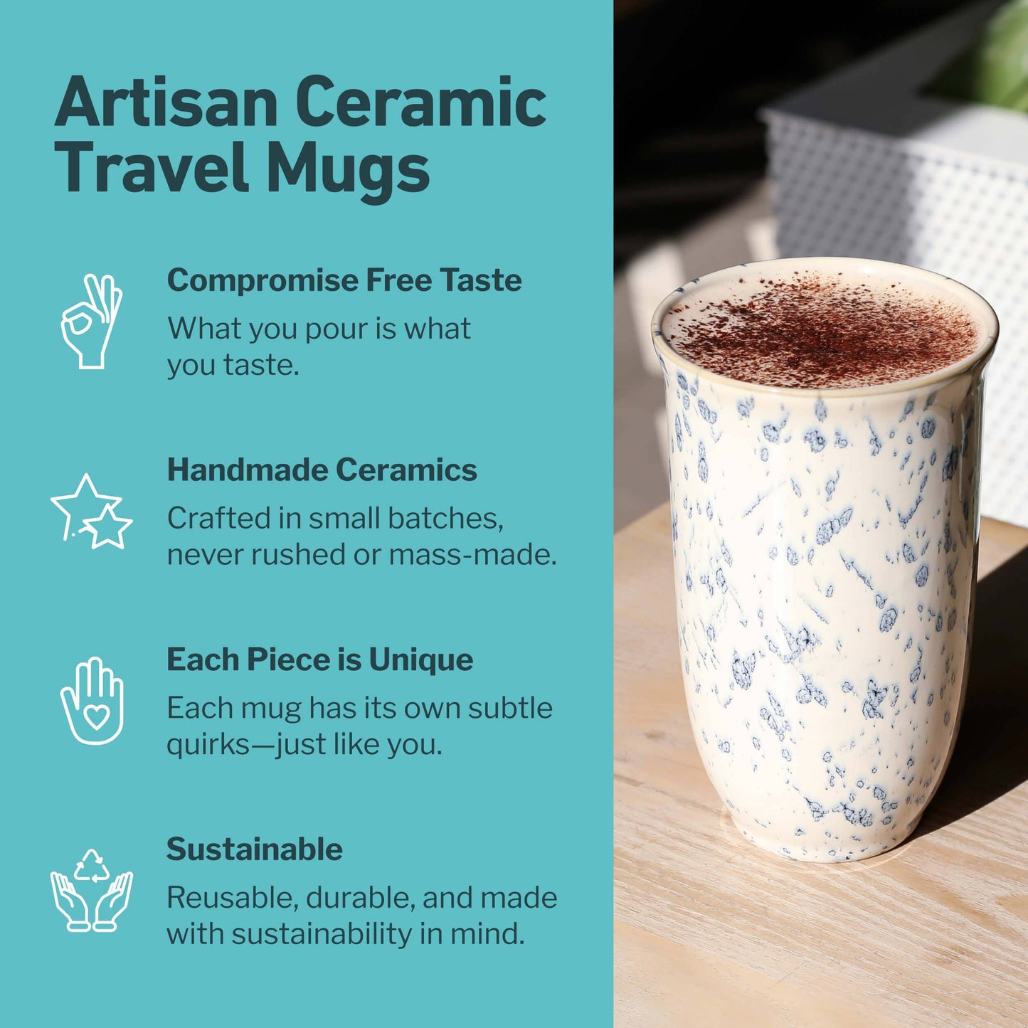 Orchid Ceramic Travel Mug – 16oz with Lid & Sleeve