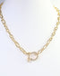 Bianca CZ Pave Horsebit Link Necklace WR Gold