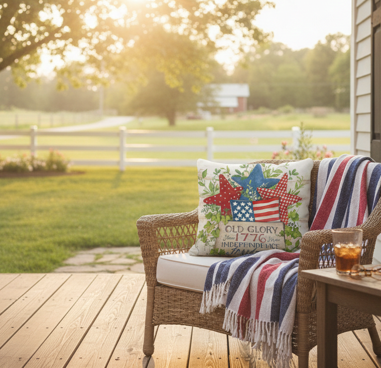 Pillow - Independence Old Glory - indoor / outdoor cushion: 19x24