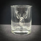 Stag Double Old Fashioned Glass - 14 oz Vintage Engraved Design