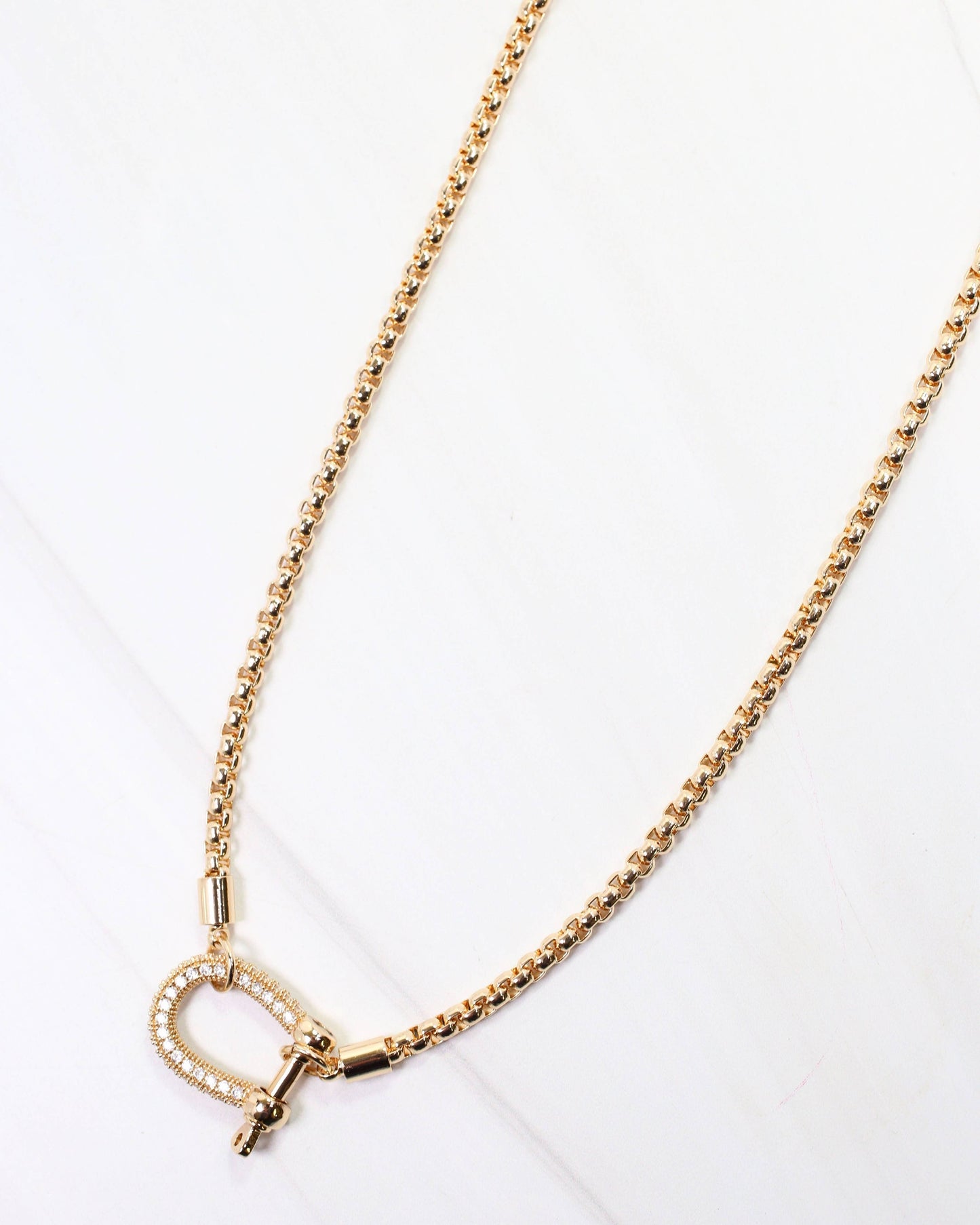 Amana Horsebit CZ Pave Necklace Gold: Default