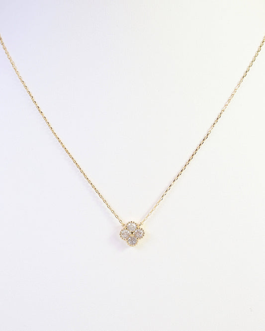 Clovis CZ Clover Necklace WR Gold
