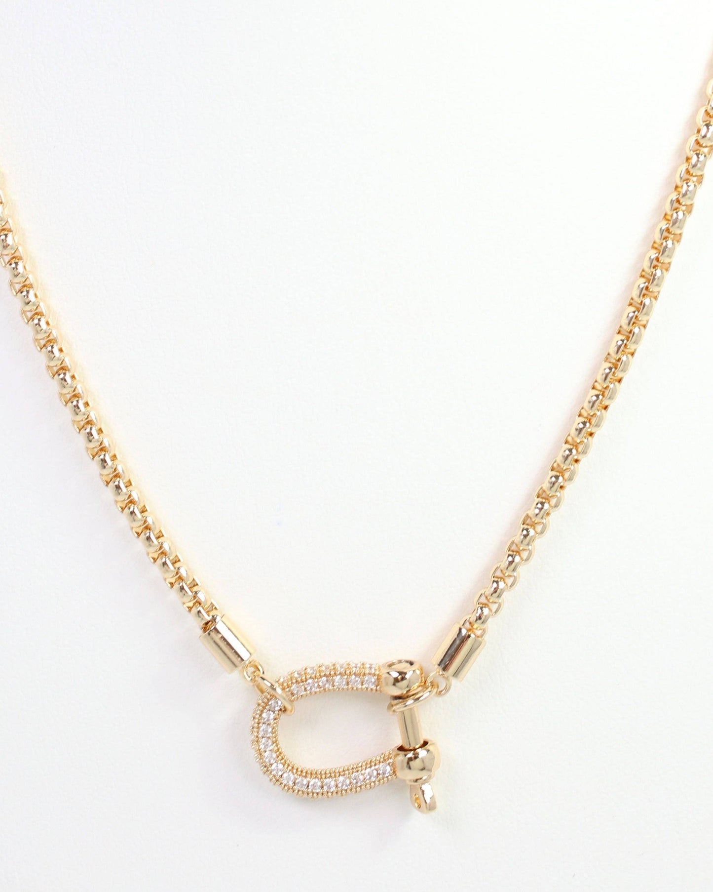Amana Horsebit CZ Pave Necklace Gold: Default