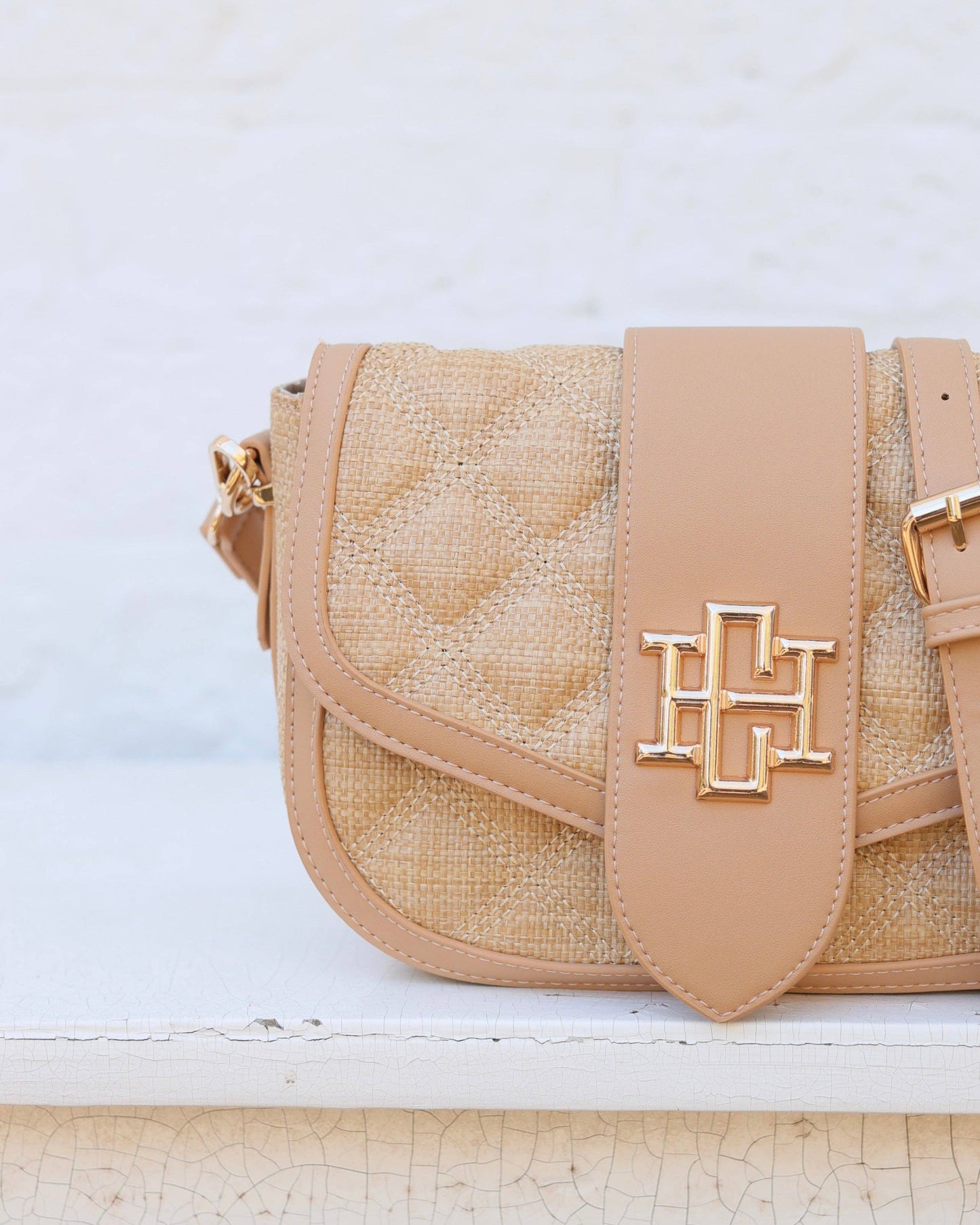 Griffin Crossbody Bag Woven Tan
