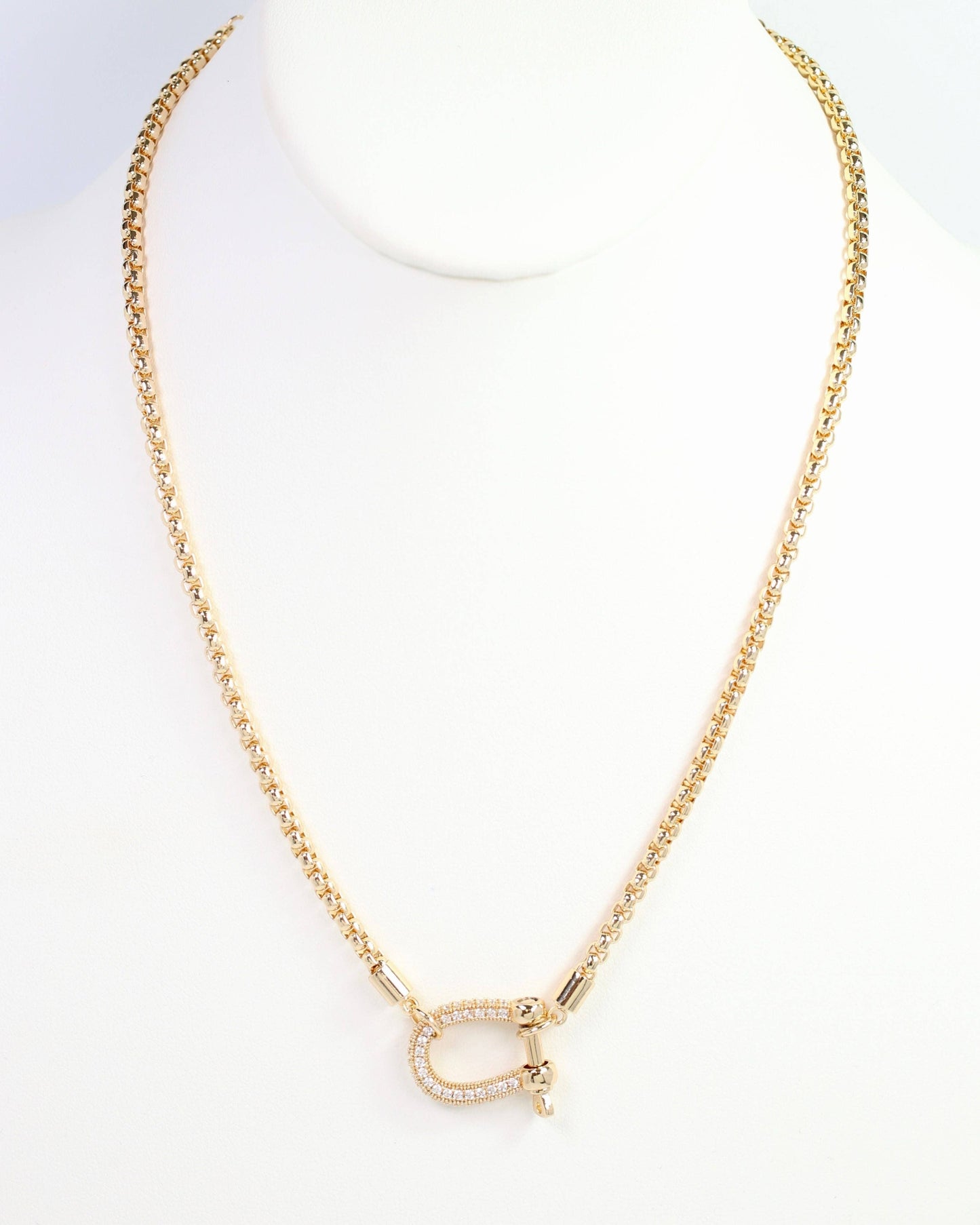 Amana Horsebit CZ Pave Necklace Gold: Default