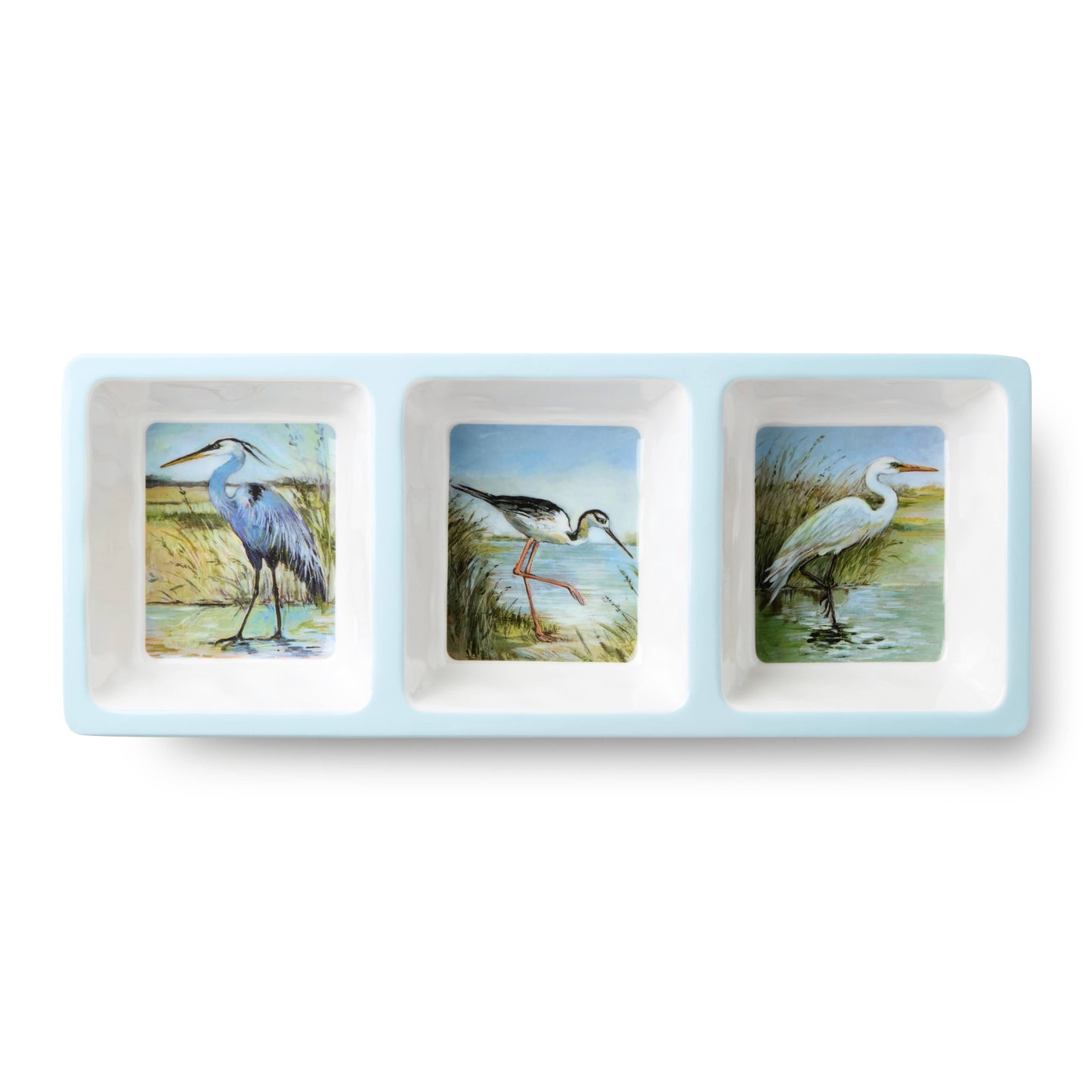 Coastal Birds Melm 3-Section Relish Tray 14.5" x 5.75"