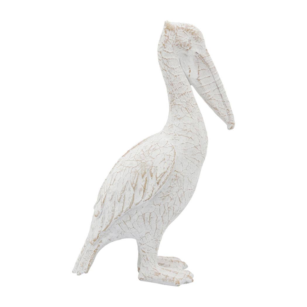 Decorative Figurine - White Ceramic Standing Pelican, 14 in.