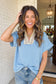 LAS Crochet Lace Accent Pullover Rolled Blouse (S-L): Parchment / Missy