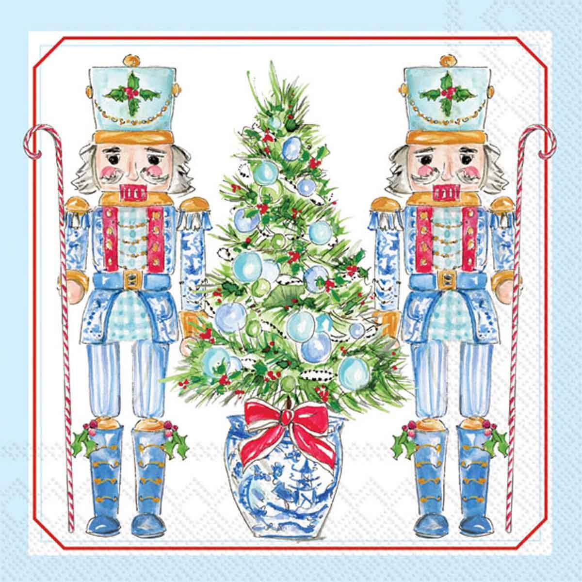 Paper Cocktail Napkins 20 Ct Blue Nutcrackers Rosanne Beck
