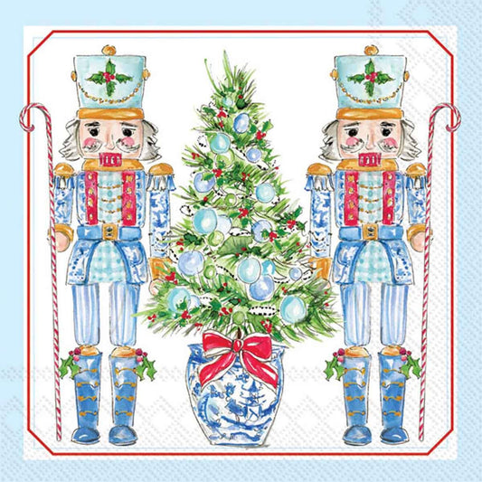 Paper Cocktail Napkins 20 Ct Blue Nutcrackers Rosanne Beck