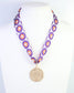 Lucy Floral Skinny Scarf Purple Orange