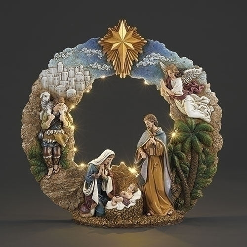 Lighted Nativity Wreath
