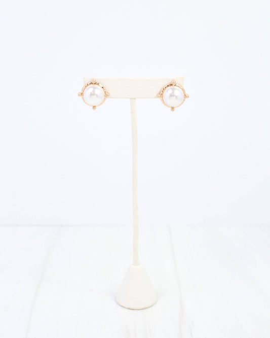 Florissant Round Post Earring Pearl