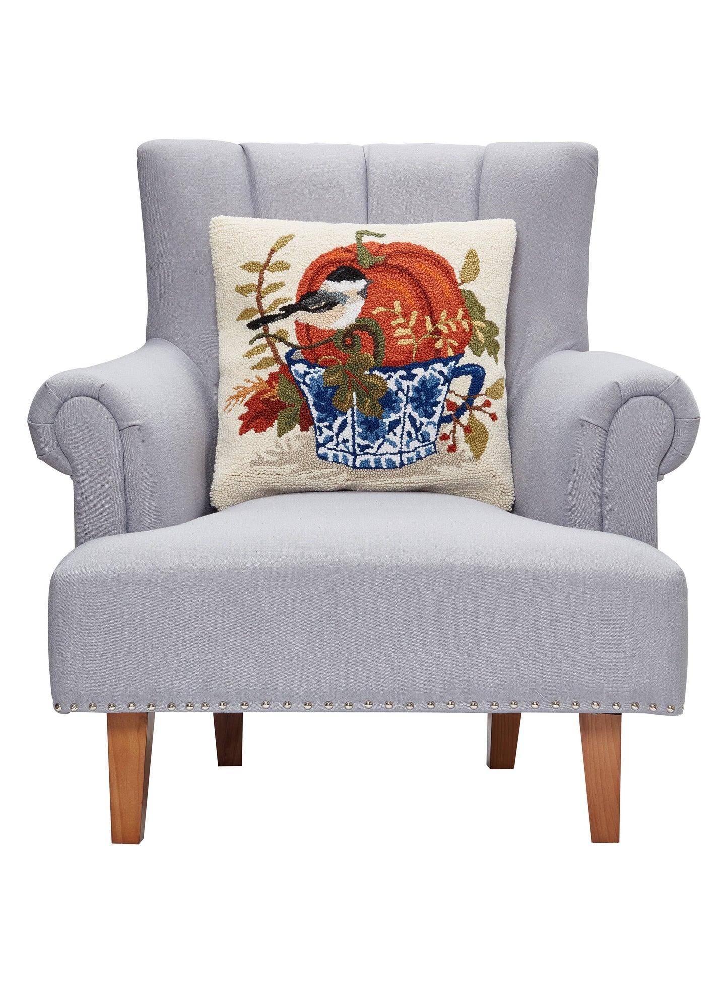 Fall Birds w/Teacups Hook Pillow