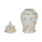 Decorative Temple Jar - White Ceramic Gold Cherry, 14 in.
