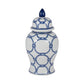 Ceramic Links Lidded Decorative Temple Jar - Blue, 14 in.