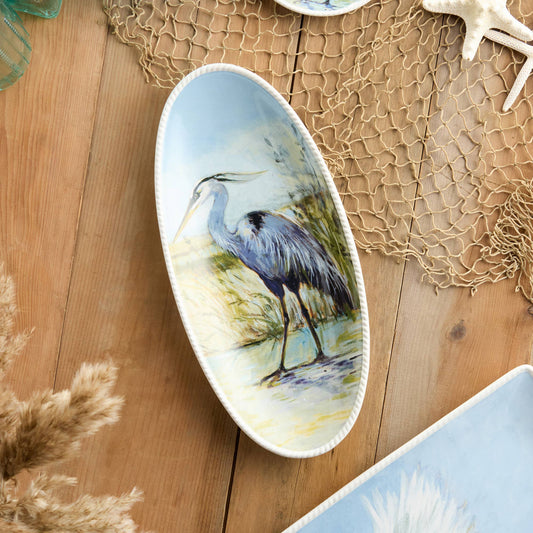 Coastal Birds Fish Platter, 19.5" x 8.5"