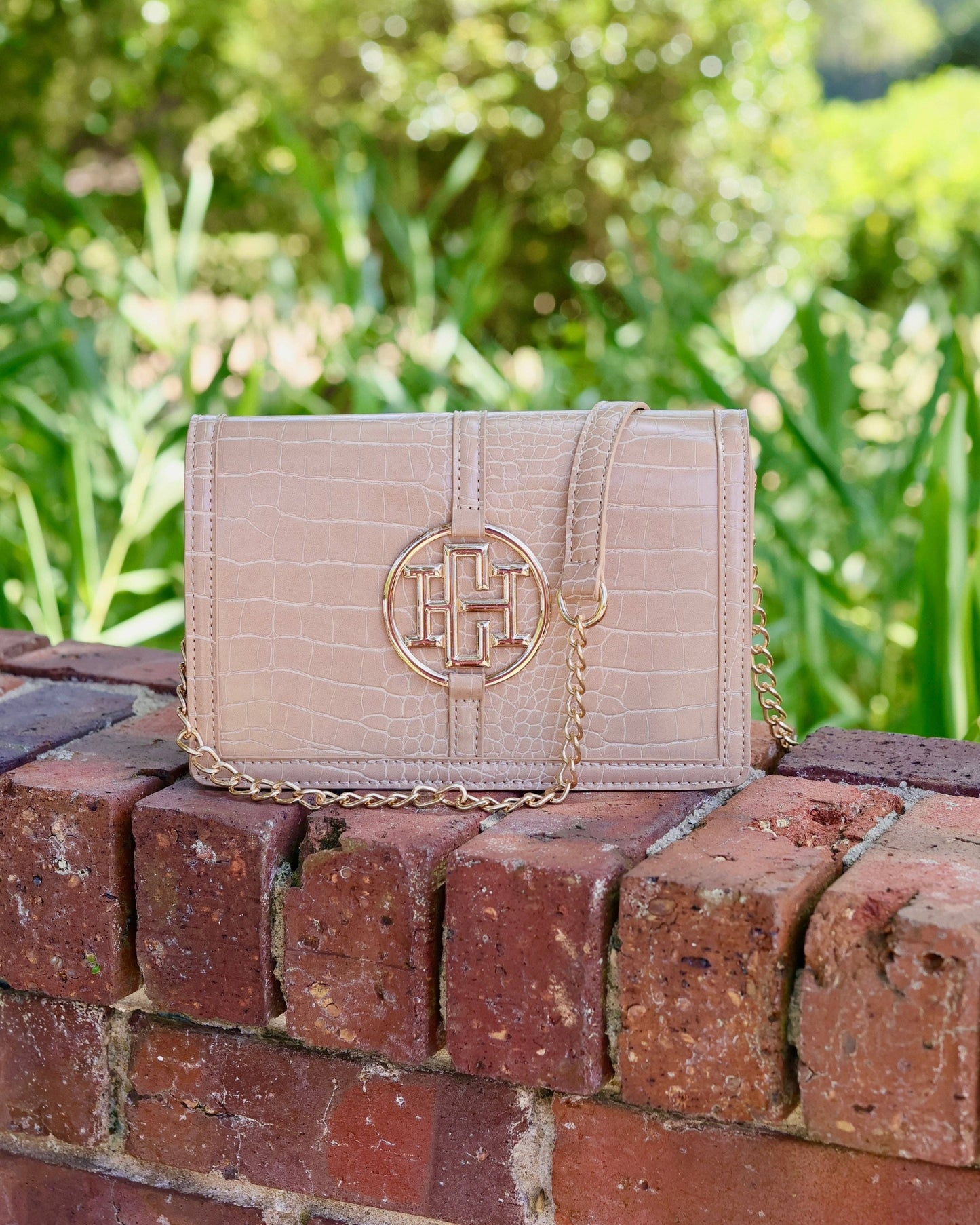 Cecilia Circle Logo Handbag Latte EC: Default
