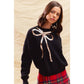SEQUINS RIBBON CHRISTMAS HOLIDAY SWEATER TOP: BLACK/GOLD / S