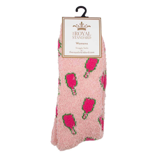 Women's Pickleball Snuggle Socks Pink/Green One Size