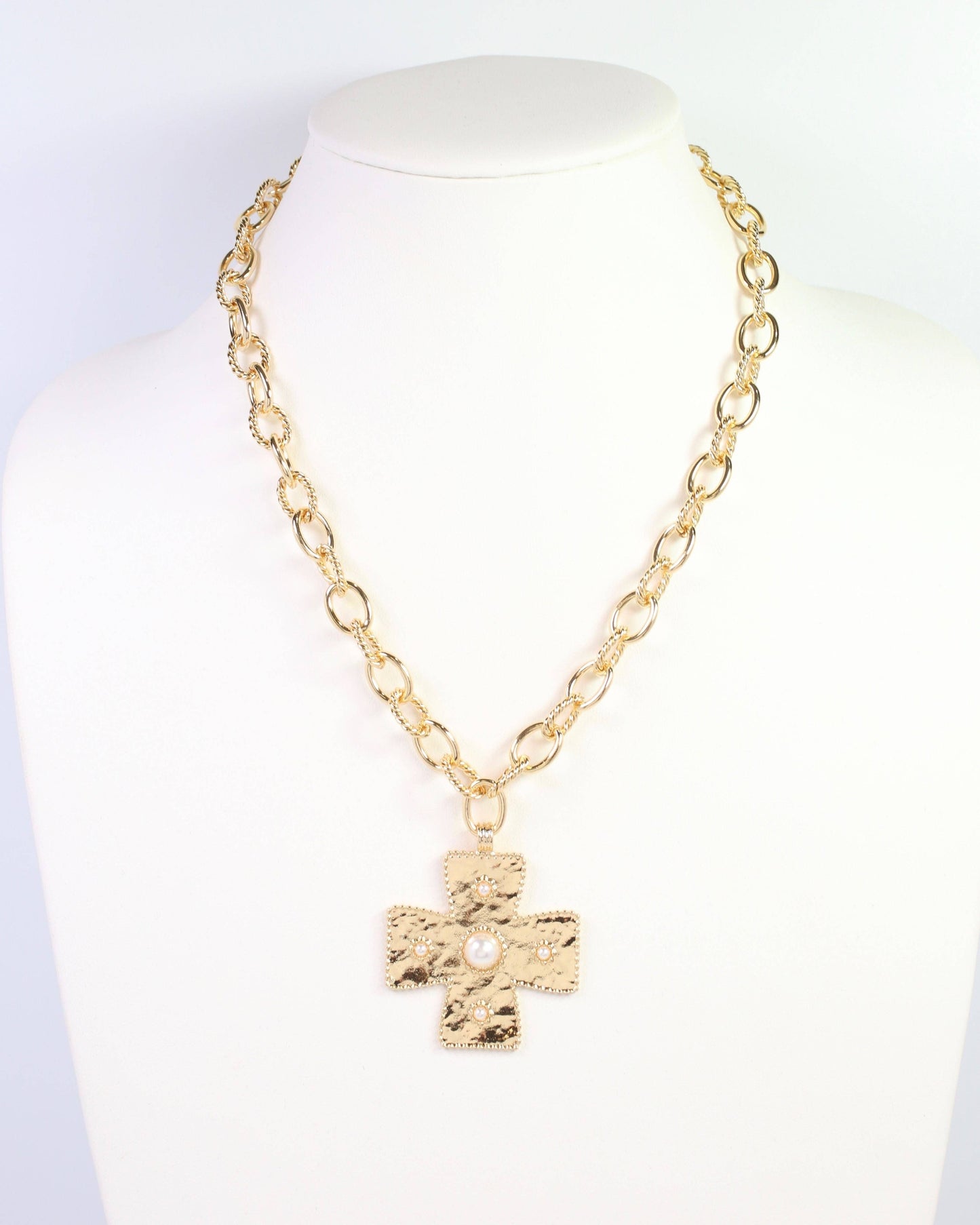 Cayce Small Cross Charm Necklace Gold: Default